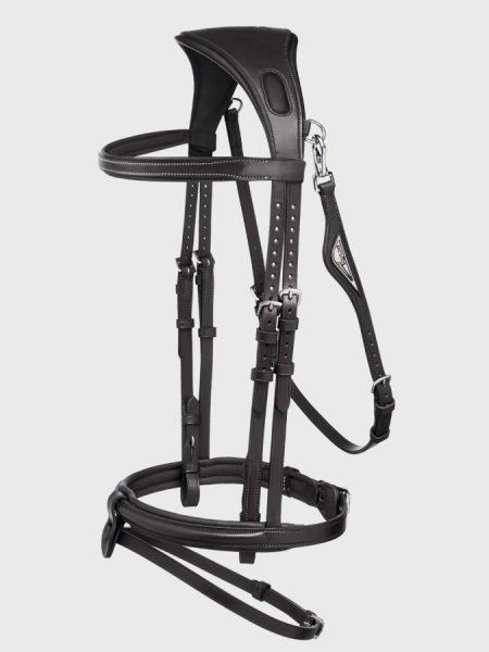 Ogłowie z nachrapnikiem angielskim kombinowanym z paskiem krzyżowym Equiline Ready to Ride