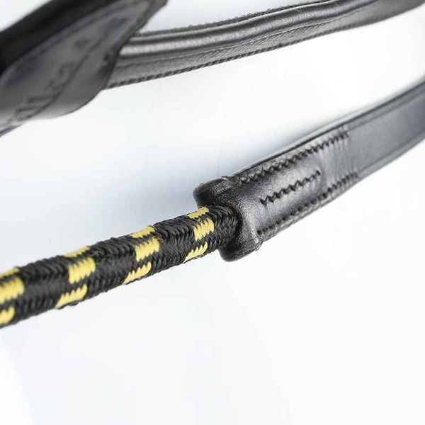 Czarna wodza skórzano-sznurkowa Kavalkade