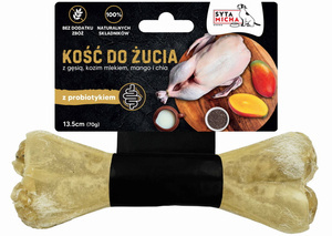 Kość do żucia dla psa z probiotykiem, kozim mlekiem, gęsią, mango i nasionami chia Syta Micha