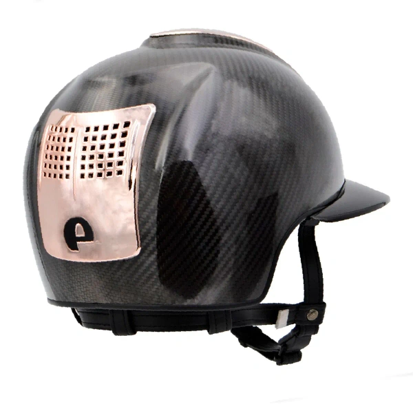 Kask jeździecki z szerokim daszkiem KEP Italia E-Light Carbon Polish Black 3 Rose Gold Inserts