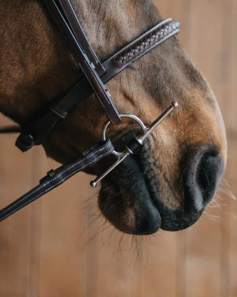 Wędzidło z wąsami FAGER Adam - skórzana sztanga