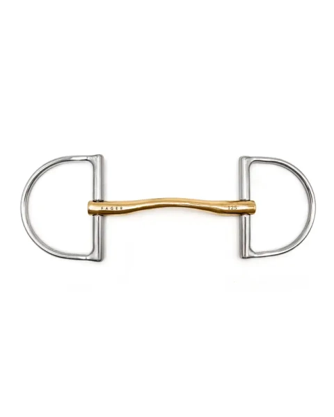 Wędzidło D-ring FAGER Owen Sweet Gold - sztanga