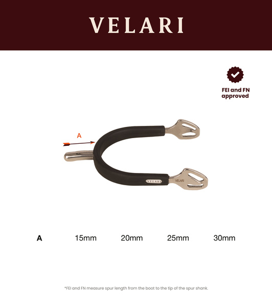 Ostrogi jeździeckie z wydłużonym, zaokrąglonym zakończeniem Velari Stainless Steel Rubber Rounded