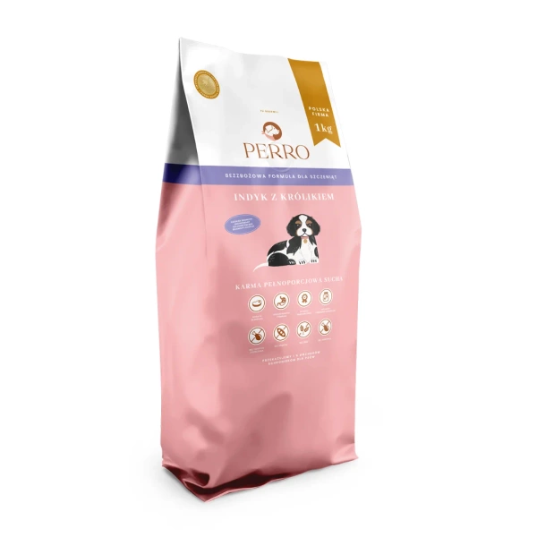 Karma sucha dla szczeniąt Perro JUNIOR - Indyk z królikiem 1kg