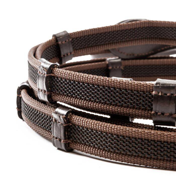 Wodze ogumowane z podwójnymi stoperami Kavalkade - szerokość 16 mm