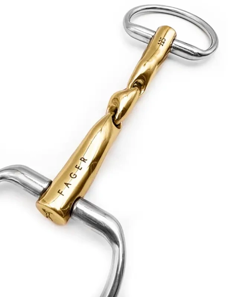 Wędzidło oliwkowe FAGER Axel Sweet Gold - podwójnie łamane