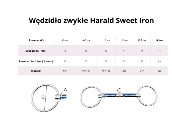 Wędzidło zwykłe FAGER Harald Sweet Iron - sztanga z portem językowym