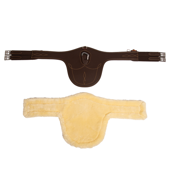 Popręg skokowy z fartuchem i futrem syntetycznym Kentucky Horsewear Sheepskin Stud Girth