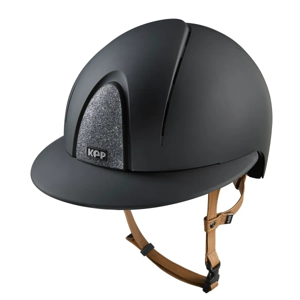 Kask jeździecki z szerokim daszkiem KEP Italia Smart Nova Black/Beige Textile Star Silver