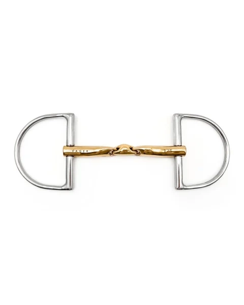 Wędzidło D-ring FAGER Axel Sweet Gold - podwójnie łamane