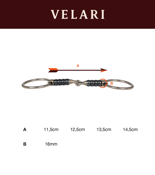 Wędzidło zwykłe Velari – pojedynczo łamane Cherry Roller Sweet Iron