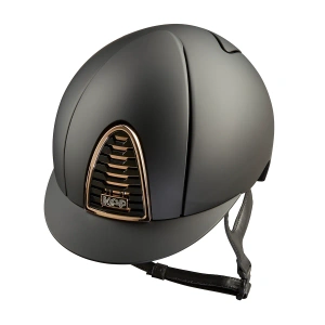 Kask jeździecki KEP Italia Cromo 2.0 Black Matt Swarovski Logo Gold Mirror