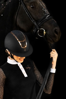 Kask jeździecki z szerokim daszkiem Quantinum Eclipse  Rosegold