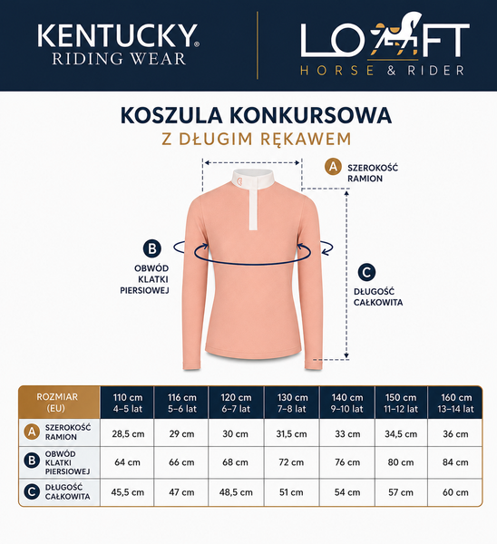 Dziewczęca koszula konkursowa z długim rękawem Kentucky Ridingwear Tokyo
