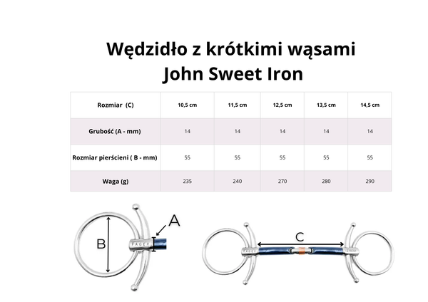 Wędzidło zwykłe z krótkimi wąsami FAGER Simon Titanium - sztanga z portem językowym