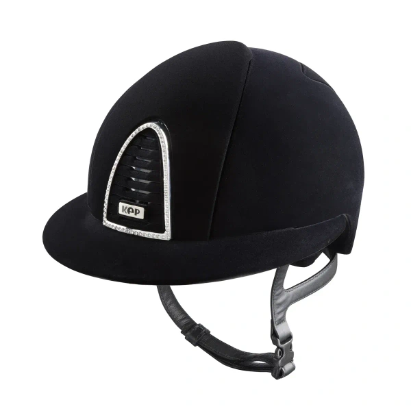 Kask jeździecki z szerokim daszkiem KEP Italia Cromo 2.0 Black Velvet Crystal Frame