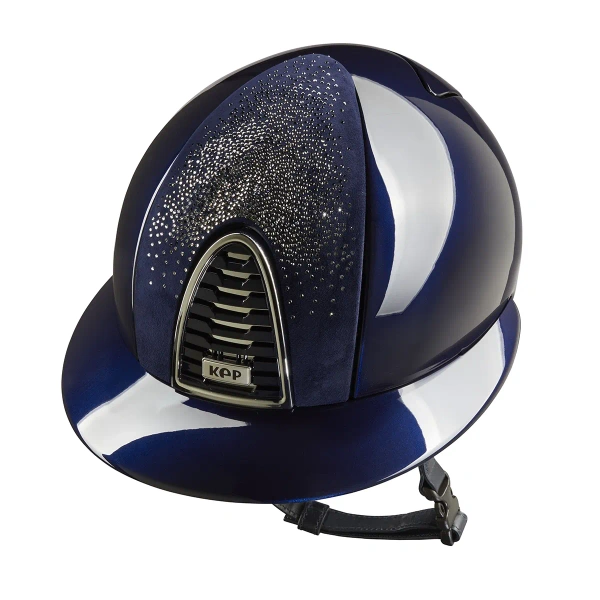Kask jeździecki z szerokim daszkiem KEP Italia Cromo 2.0 Polish Nebula Blue/Silver