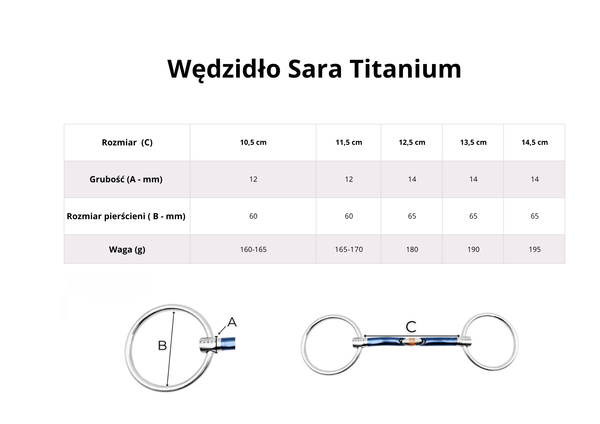 Wędzidło zwykłe FAGER Sara Titanium - sztanga z portem językowym