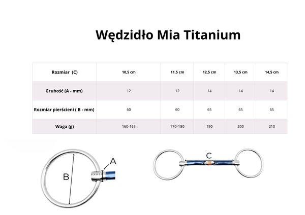 Wędzidło zwykłe FAGER Mia Titanium - podwójnie łamane