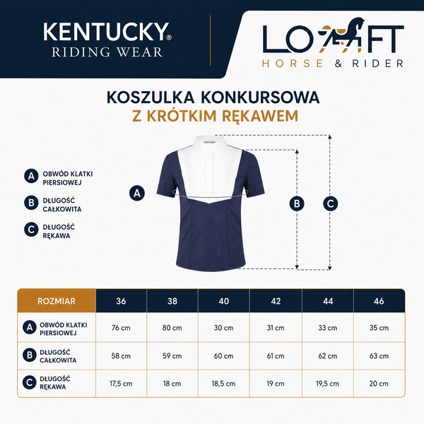 Damska koszula konkursowa z krótkim rękawem Kentucky Ridingwear Heritage Air