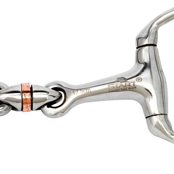 Wędzidło oliwkowe z ruchomą rolką START - podwójnie łamane