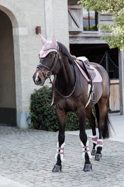 Ochraniacze przednie z futrem Kentucky Horsewear Bamboo Elastic - RÓŻOWE