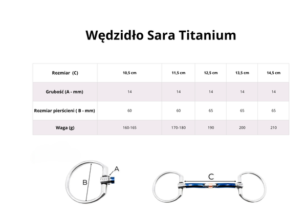 Wędzidło oliwkowe FAGER Sara Titanium - sztanga z portem językowym