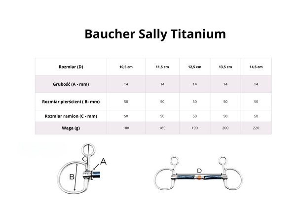 Baucher FAGER Sara Titanium - sztanga z portem językowym