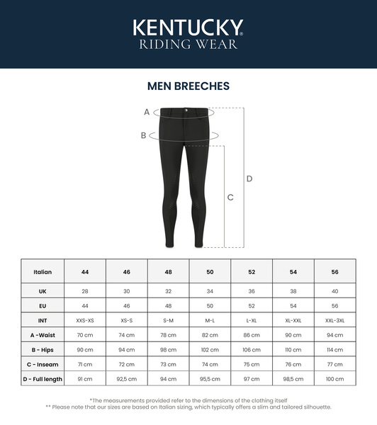 Męskie bryczesy jeździeckie z kolanowym lejem silikonowym Kentucky Ridingwear Mexico