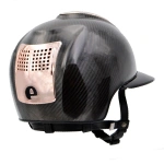 Kask jeździecki z szerokim daszkiem KEP Italia E-Light Carbon Polish Black 3 Rose Gold Inserts