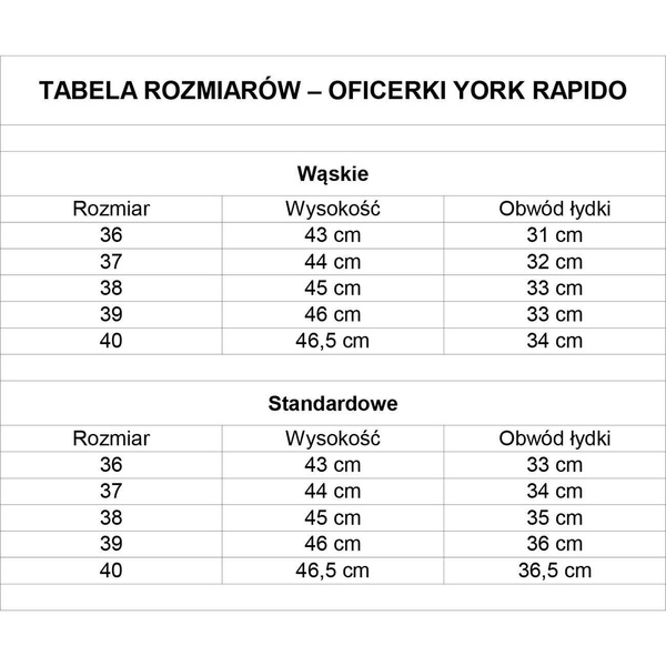 Oficerki York Rapido - Standard