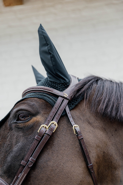 Ogłowie z nachrapnikiem angielskim kombinowanym z paskiem krzyżowym Dy'on D Collection Plaited DYAOAK