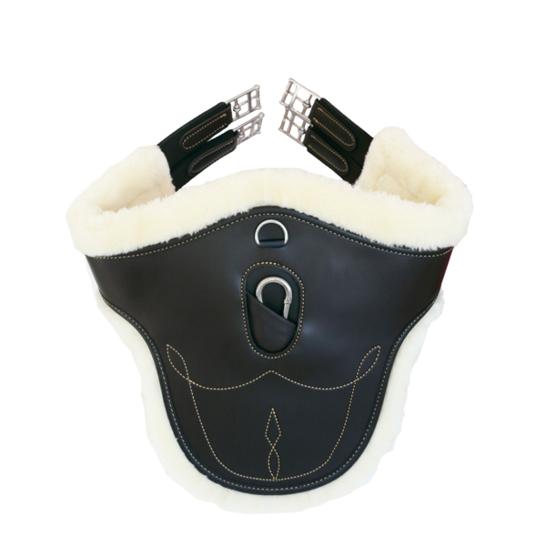 Popręg skokowy z fartuchem i futrem syntetycznym Kentucky Horsewear Sheepskin Stud Girth