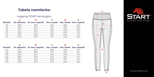 Legginsy młodzieżowe z pełnym lejem silikonowym START Kensington