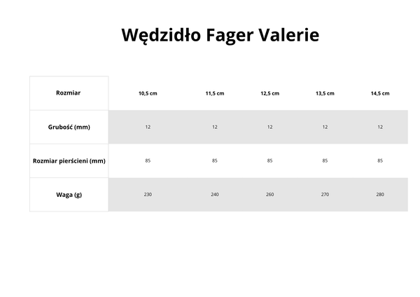 Wędzidło zwykłe z dużymi kółkami FAGER Valerie Sweet Gold - sztanga