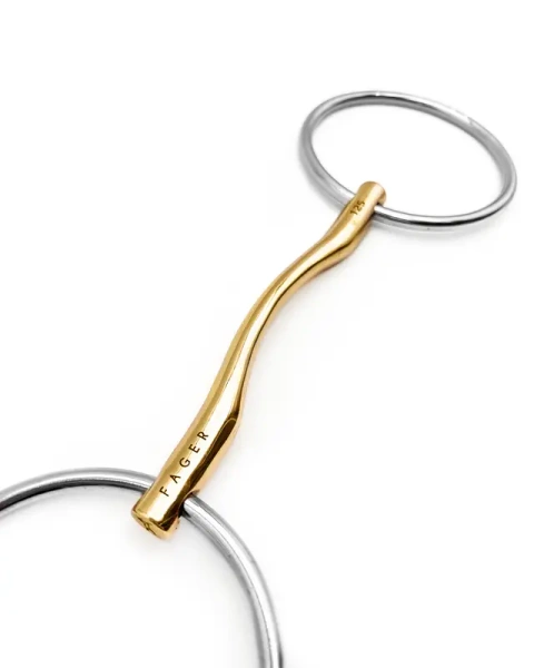 Wędzidło zwykłe z dużymi kółkami FAGER Valerie Sweet Gold - sztanga