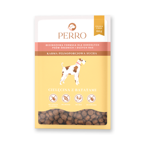 Karma sucha dla psów dorosłych średnich i dużych ras Perro - Cielęcina z batatami PRÓBKA 60g