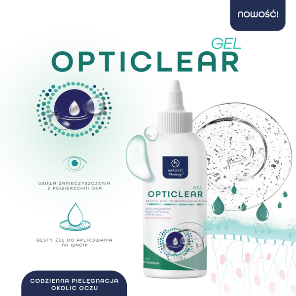 Żel do przemywania oczu dla małych i dużych zwierząt Hippovet Pharmacy Opti Clear 200 ml