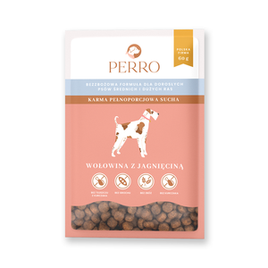 Karma sucha dla psów dorosłych średnich i dużych ras Perro - Wołowina z jagnięciną PRÓBKA 60g