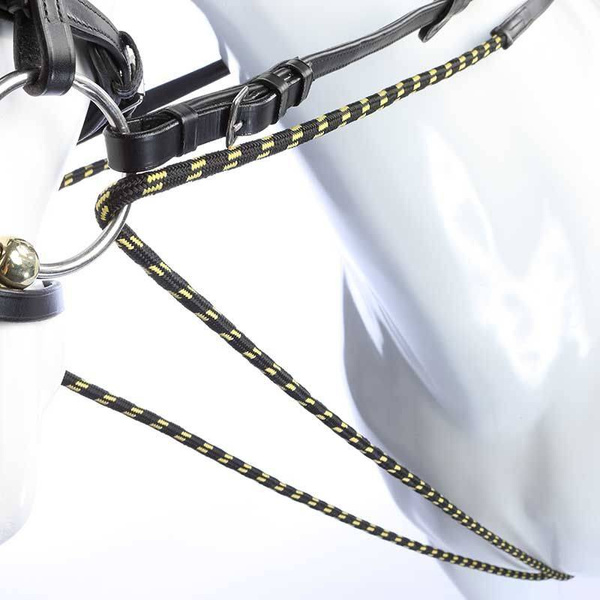 Czarna wodza skórzano-sznurkowa Kavalkade