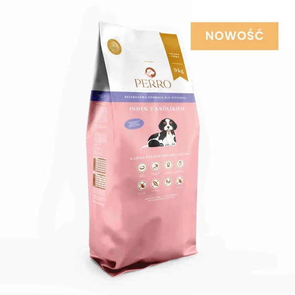 Karma sucha dla szczeniąt Perro JUNIOR - Indyk z królikiem 9kg