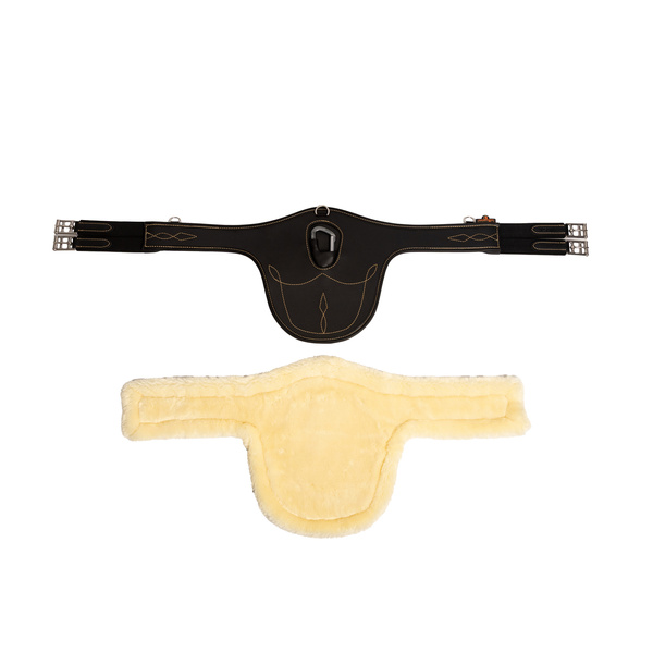 Popręg skokowy z fartuchem i futrem syntetycznym Kentucky Horsewear Sheepskin Stud Girth