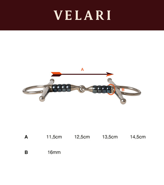 Wędzidło Velari z wąsami – pojedynczo łamane Cherry Roller Sweet Iron