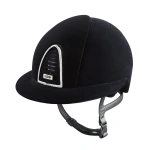 Kask jeździecki z szerokim daszkiem KEP Italia Cromo 2.0 Black Velvet Crystal Frame