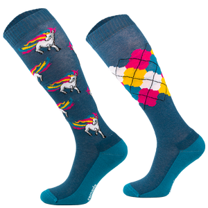 Podkolanówki jeździeckie Comodo Funny Design - Kolorowe jednorożce