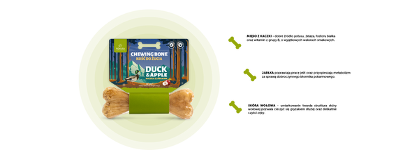 Kość do żucia dla psa Pokusa FEEL THE WILD CHEWING BONE DUCK & APPLE