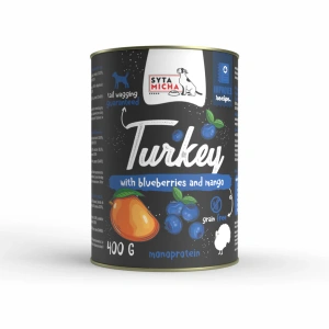 Karma mokra dla dorosłych psów Syta Micha - Indyk z jagodami i mango