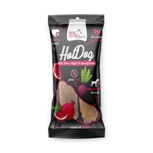 Hot Dog do żucia dla psa Syta Micha - Królik z granatem w skórze jelenia