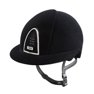Kask jeździecki z szerokim daszkiem KEP Italia Cromo 2.0 Black Velvet Crystal Frame