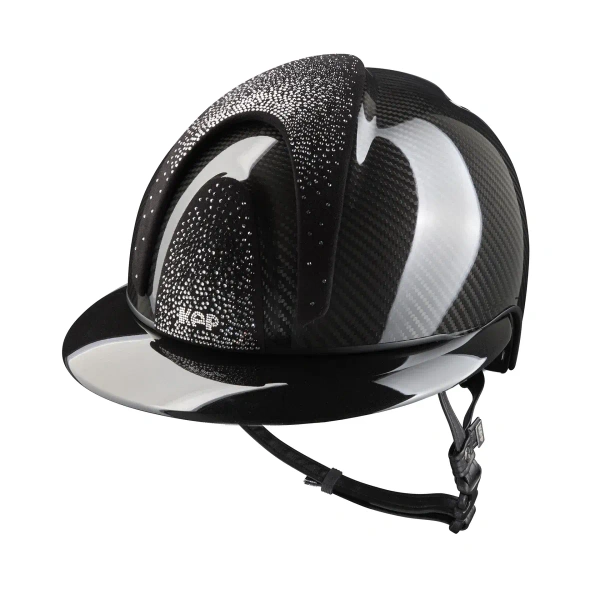 Kask jeździecki z szerokim daszkiem KEP Italia E-Light Carbon Polish 3 Nebula Silver